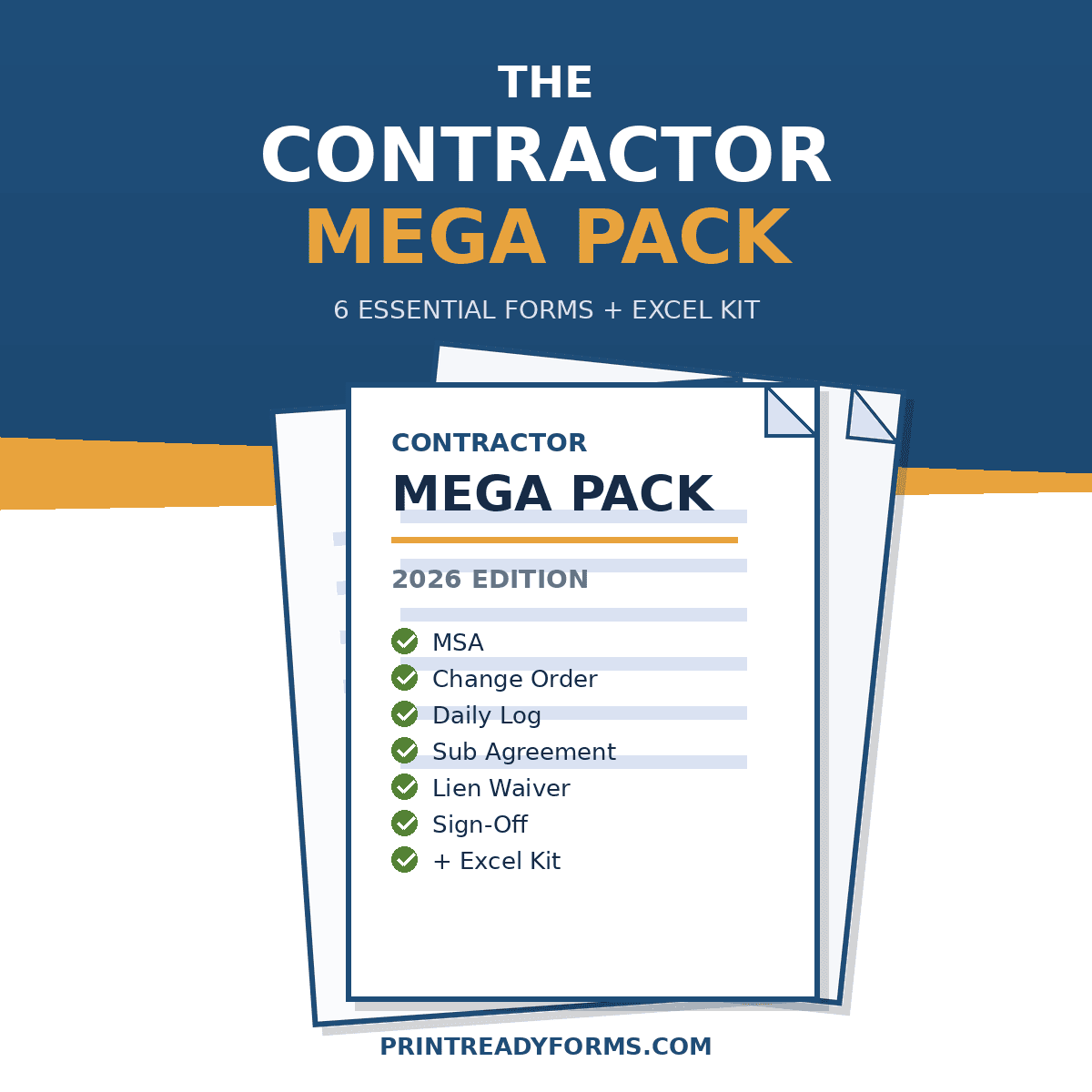 Contractor Project Control Kit — Excel Workbook + 6 Core Contracts — printable template preview