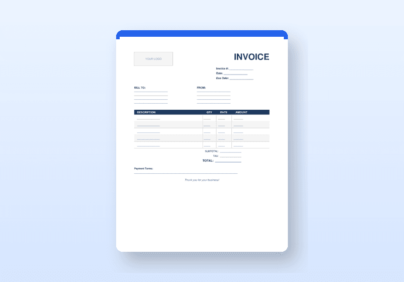 Invoice Template for Small Business — PDF Download — printable template preview