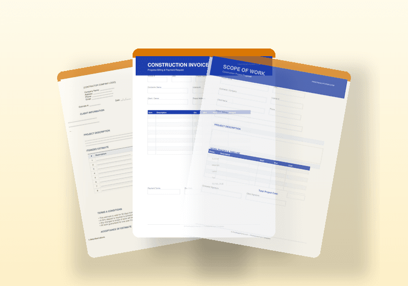 Construction & Contractor Forms Bundle — 18 Job Management PDF Templates — printable template preview