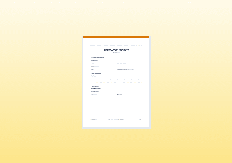 Contractor Estimate Template — Job Quote & Scope of Work PDF — printable template preview
